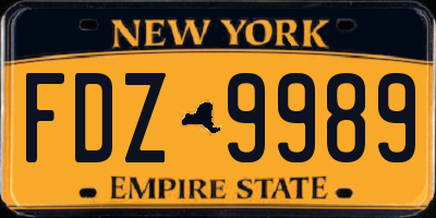 NY license plate FDZ9989
