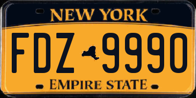 NY license plate FDZ9990