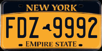 NY license plate FDZ9992