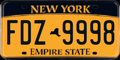 NY license plate FDZ9998
