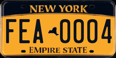 NY license plate FEA0004