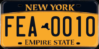 NY license plate FEA0010