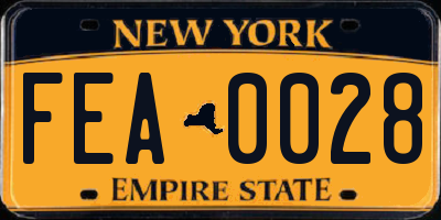 NY license plate FEA0028