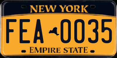 NY license plate FEA0035