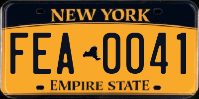 NY license plate FEA0041