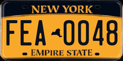 NY license plate FEA0048