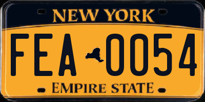 NY license plate FEA0054