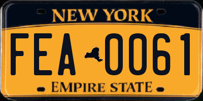 NY license plate FEA0061