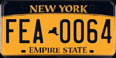 NY license plate FEA0064