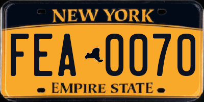 NY license plate FEA0070