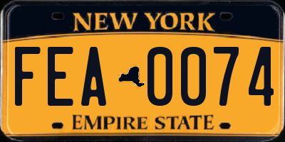 NY license plate FEA0074