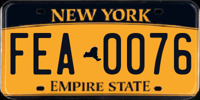 NY license plate FEA0076