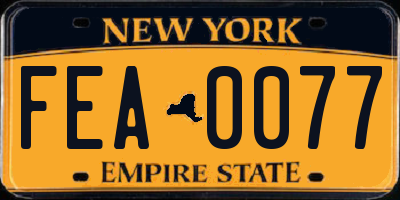 NY license plate FEA0077