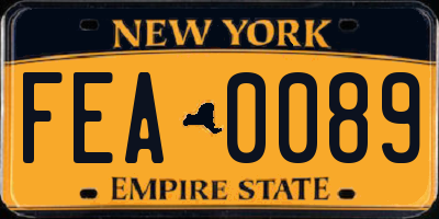 NY license plate FEA0089