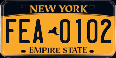 NY license plate FEA0102
