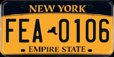 NY license plate FEA0106