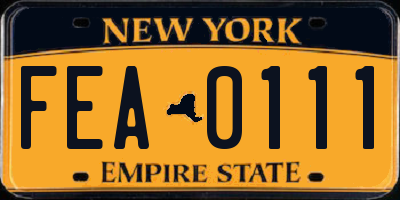 NY license plate FEA0111