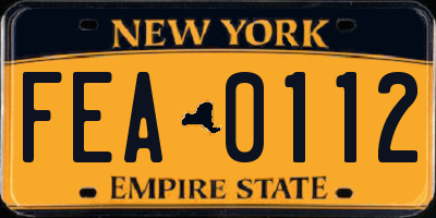 NY license plate FEA0112