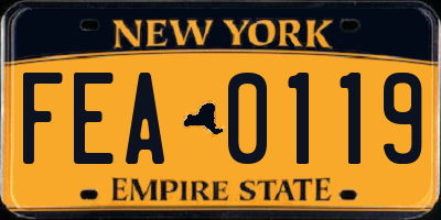NY license plate FEA0119