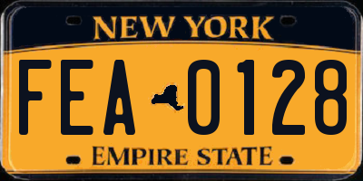 NY license plate FEA0128