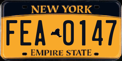 NY license plate FEA0147