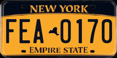 NY license plate FEA0170