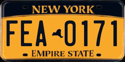 NY license plate FEA0171