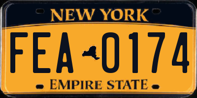 NY license plate FEA0174