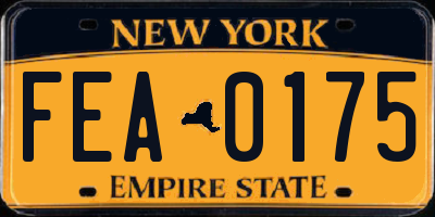 NY license plate FEA0175