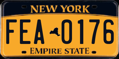 NY license plate FEA0176