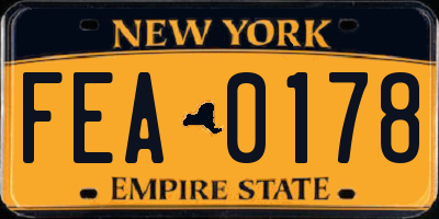 NY license plate FEA0178