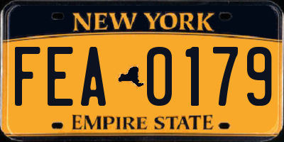 NY license plate FEA0179