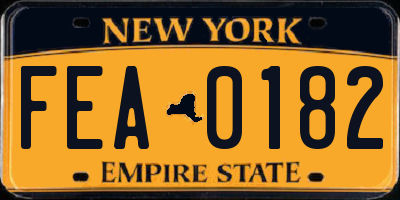 NY license plate FEA0182
