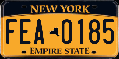 NY license plate FEA0185