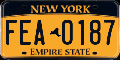 NY license plate FEA0187