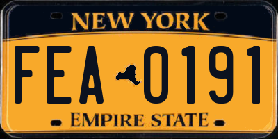 NY license plate FEA0191