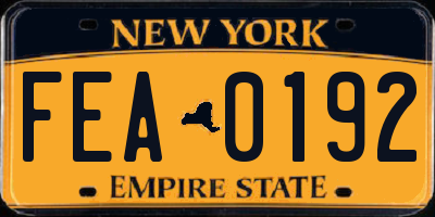 NY license plate FEA0192