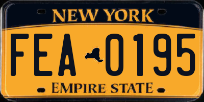 NY license plate FEA0195