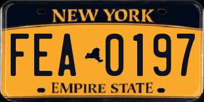 NY license plate FEA0197