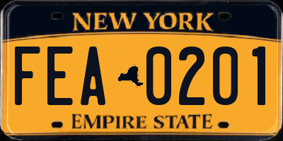 NY license plate FEA0201