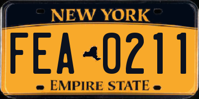 NY license plate FEA0211