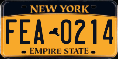NY license plate FEA0214