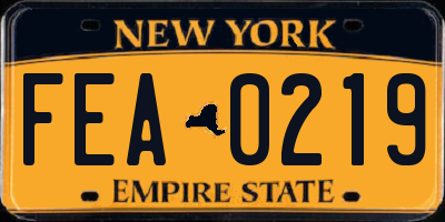 NY license plate FEA0219