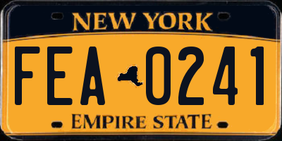 NY license plate FEA0241