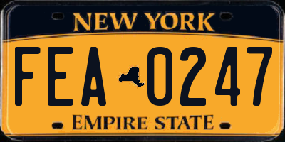 NY license plate FEA0247