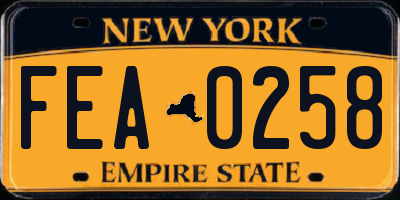 NY license plate FEA0258