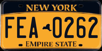 NY license plate FEA0262