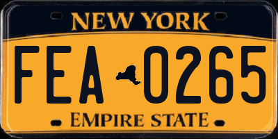 NY license plate FEA0265