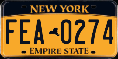 NY license plate FEA0274