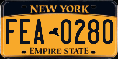 NY license plate FEA0280